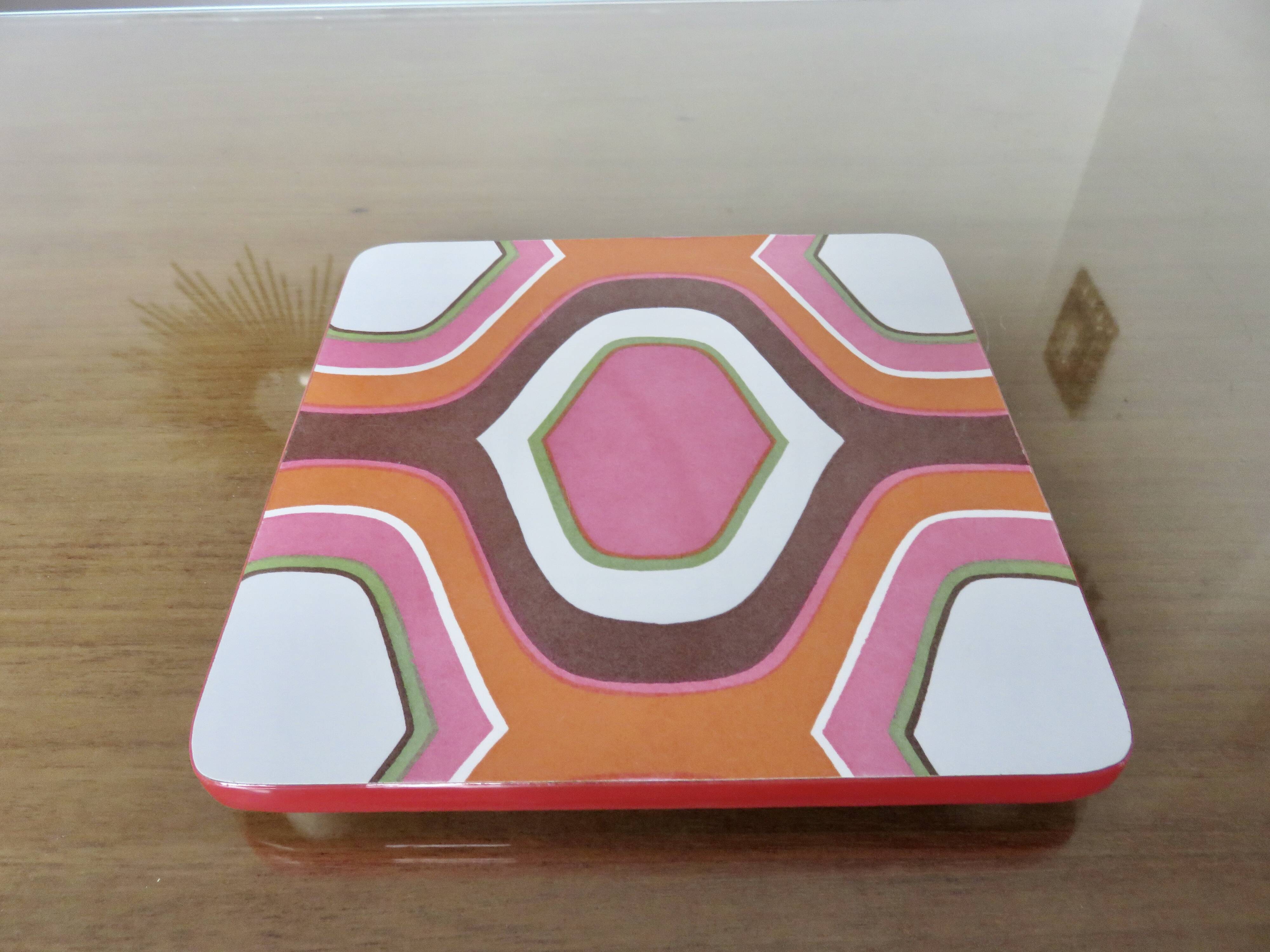 Formica trivet with psychedelic pattern 1970