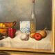 Still life with peppers, oil on panel, signed Peeters