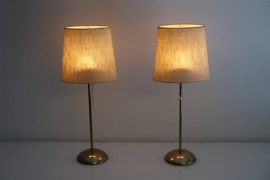 Pair of vintage Scandinavian brass lamps 1970