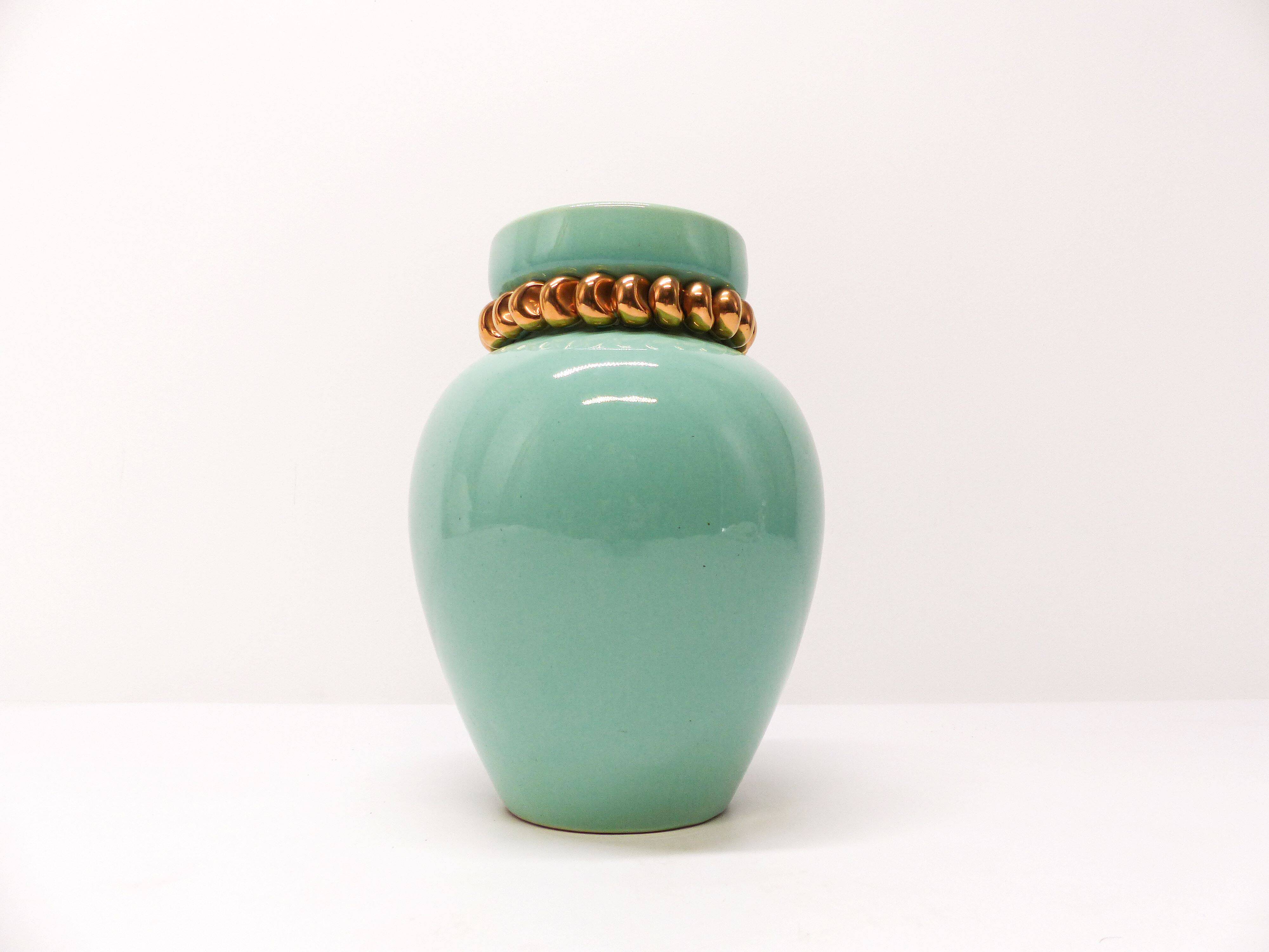 Pol Chambost vase in green earthenware 1950