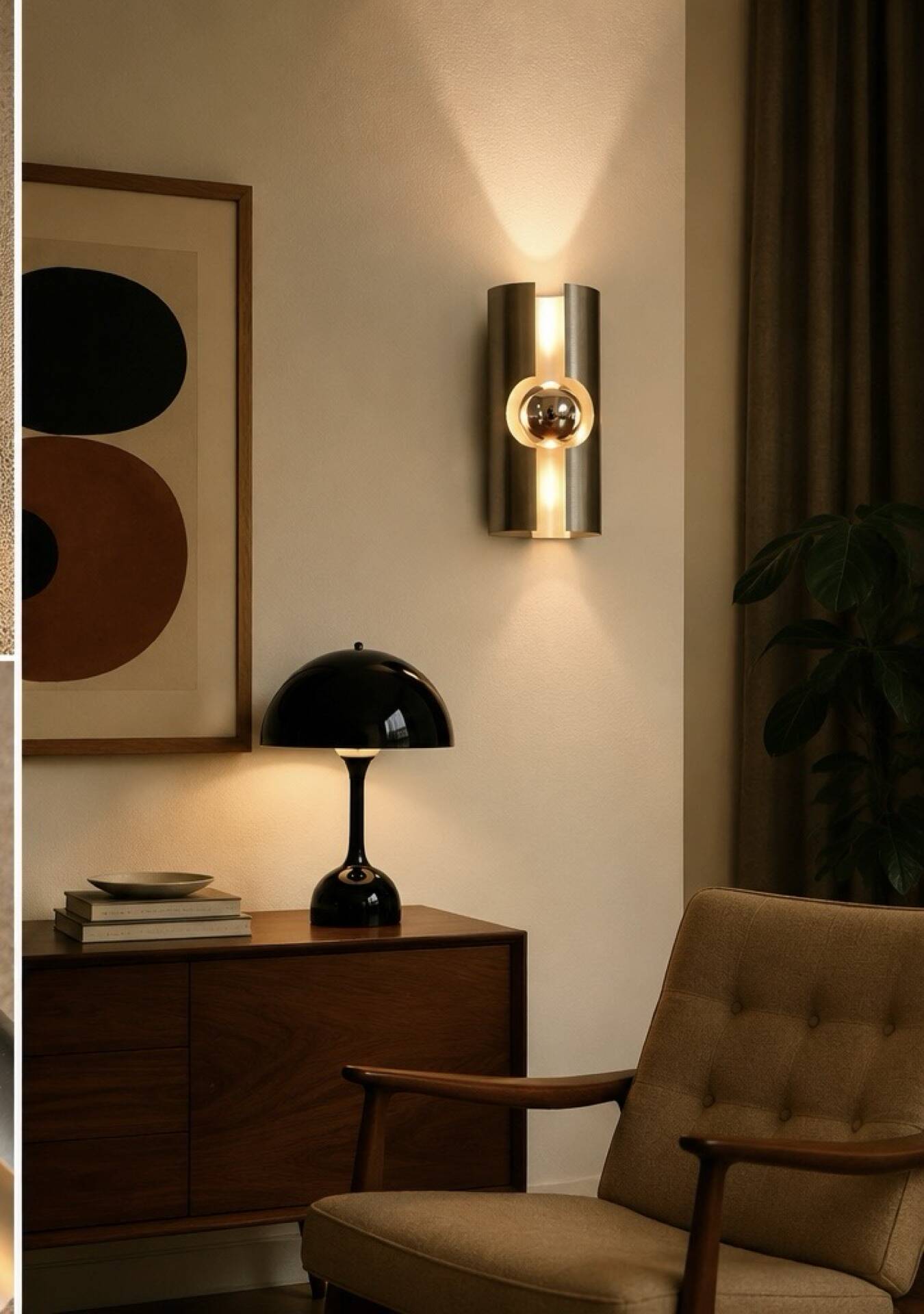 Space Age wall light in brushed aluminium, 1970.