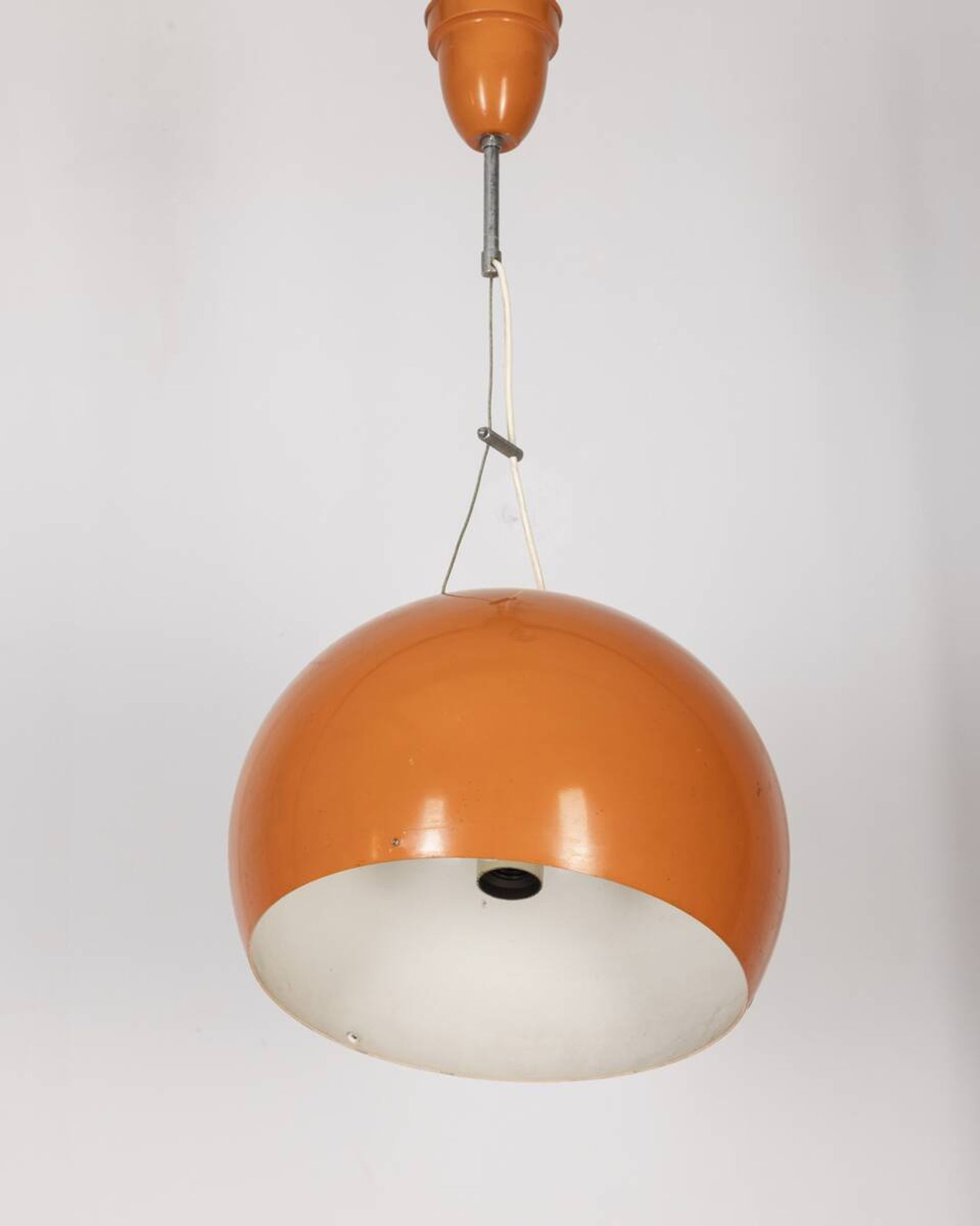 Vintage 70's chandelier in orange metal, italian design