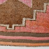 3x11 Pink and Brown Rare Colors Runner Rug, Wool Kilim Rug, 94x320Cm