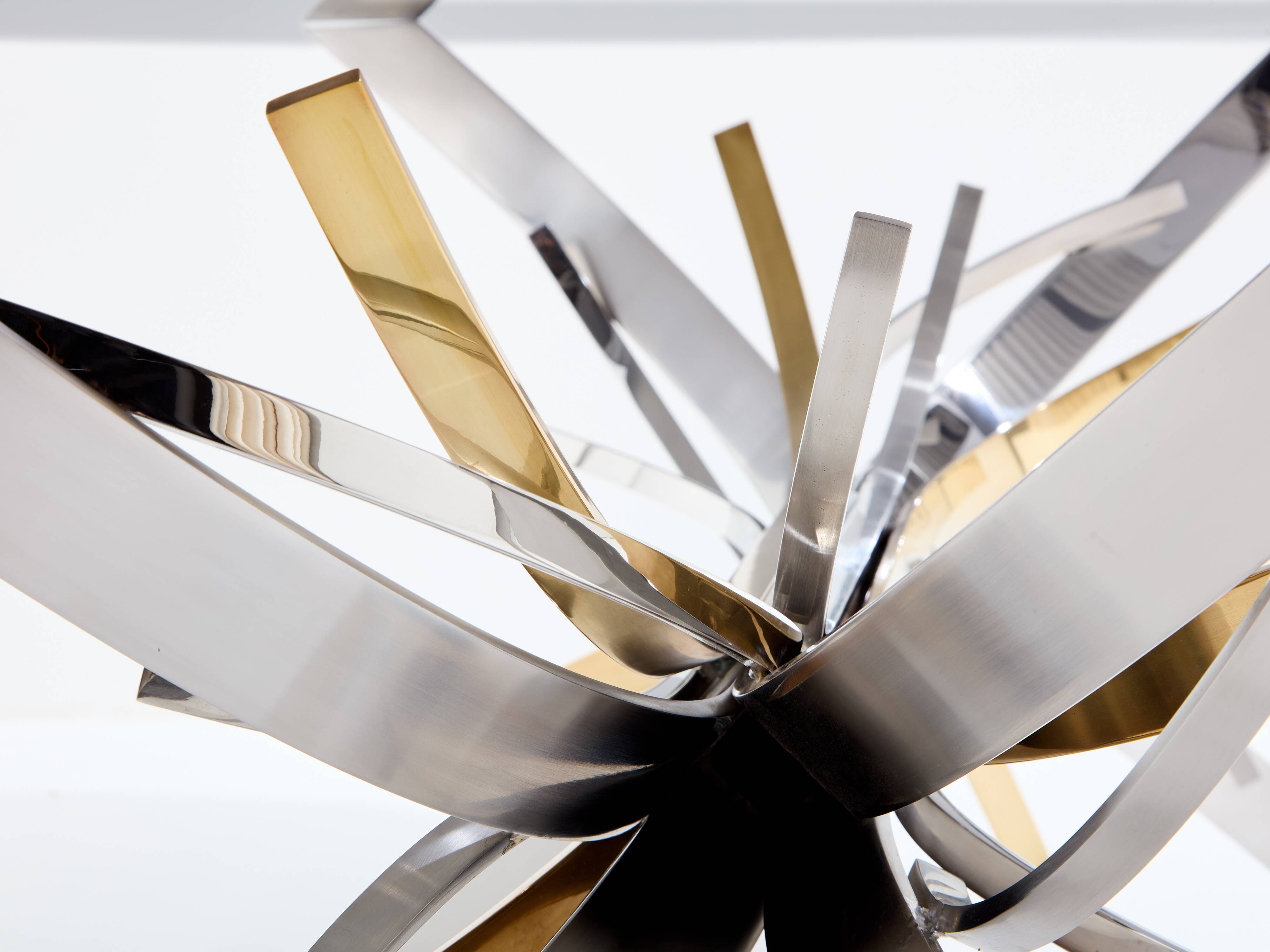 Maria Pergay steel and brass dining table Gerbe 1970