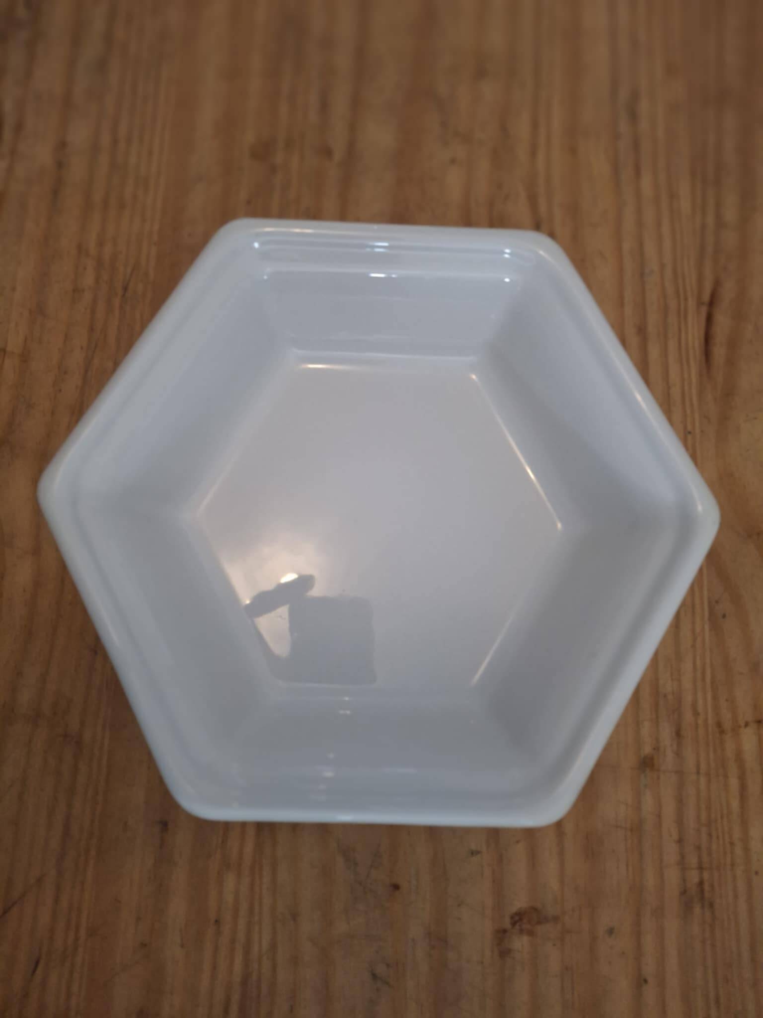 Hexagonal serving dish Emile Henry Green and White model Gastron