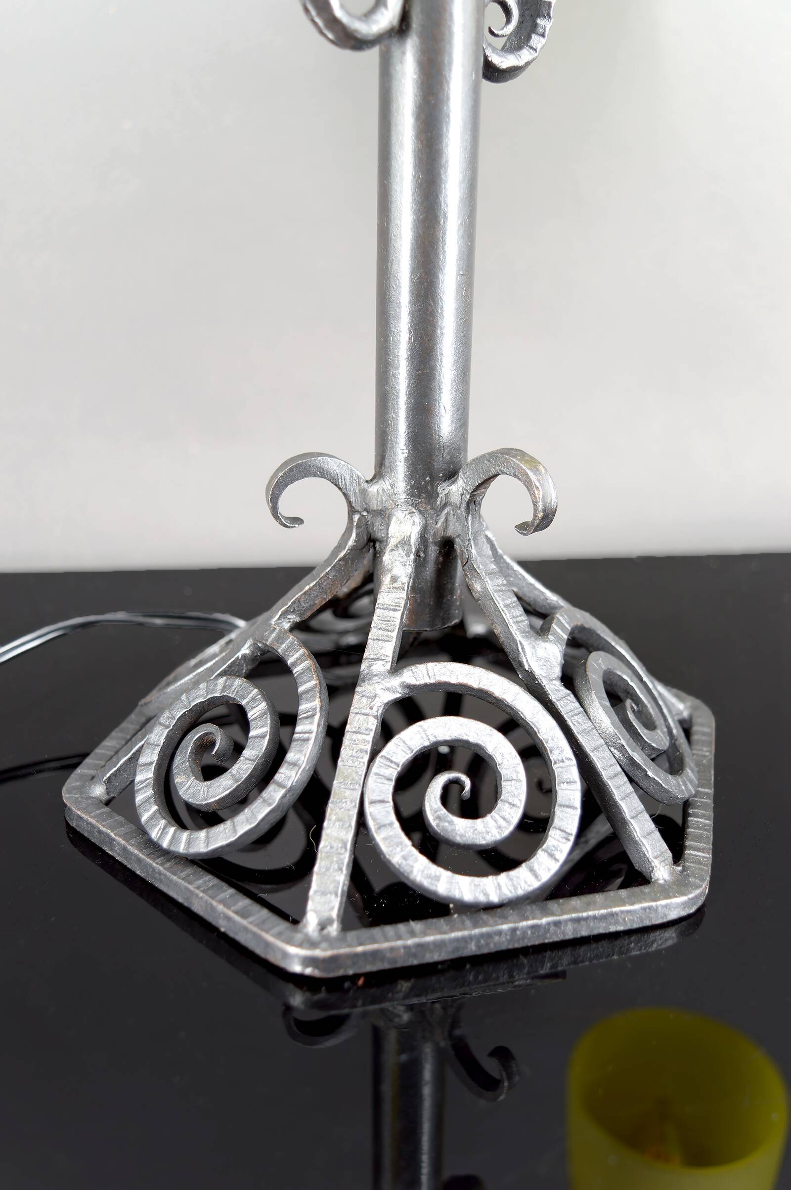 Important Double-Headed Lamp, Wrought Iron by Schneider, France, c. 1920