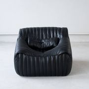 Cinna Ligne Roset Black Leather Armchair attributed to Annie Hieronimus, 1970s