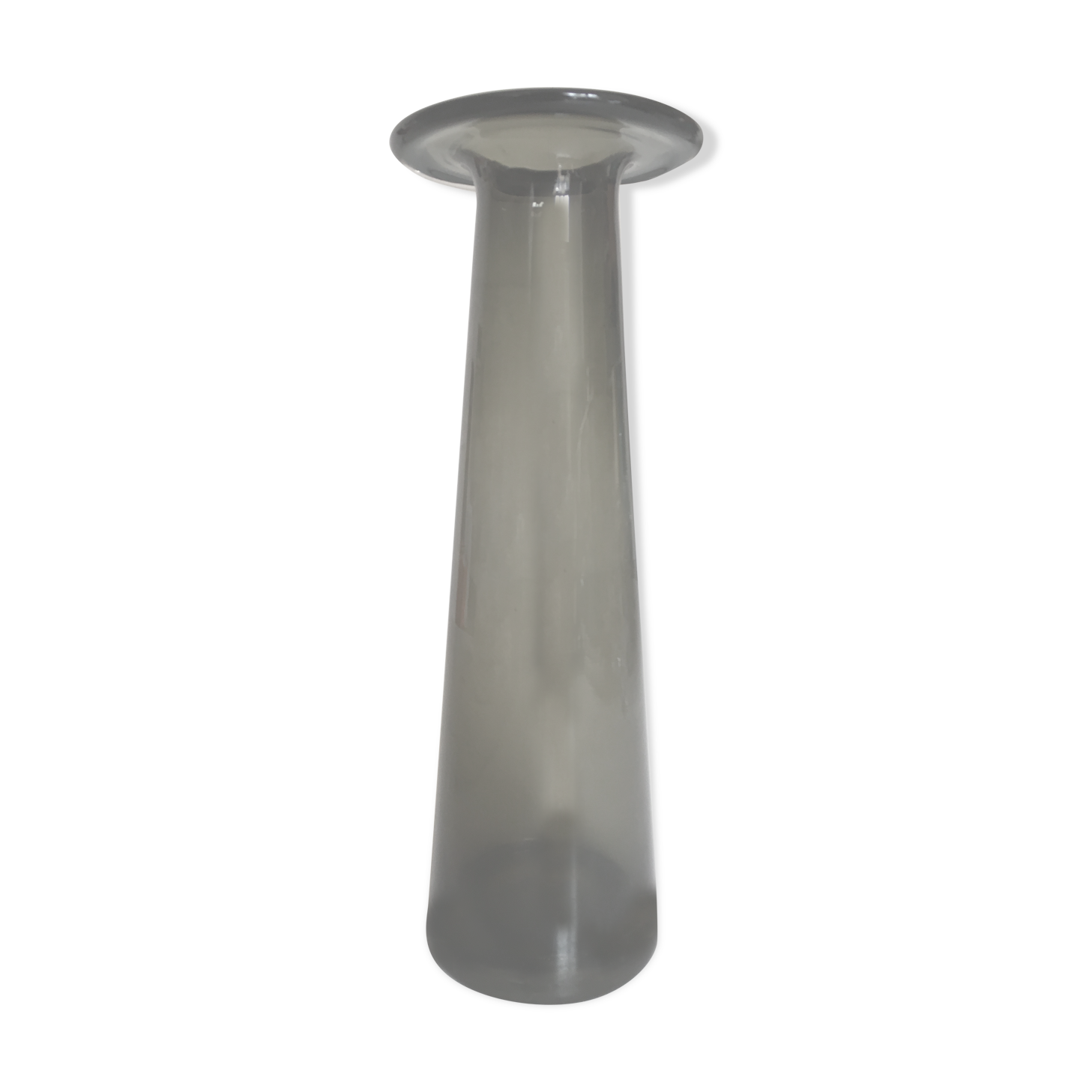 Vase mid century scandinave en verre gris kaki