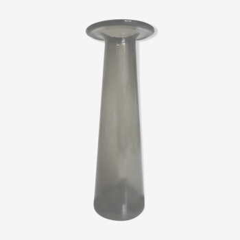 Vase mid century scandinave en verre gris kaki