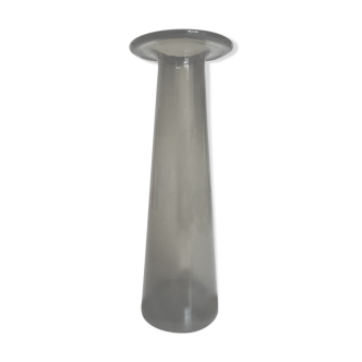 Vase mid century scandinave en verre gris kaki