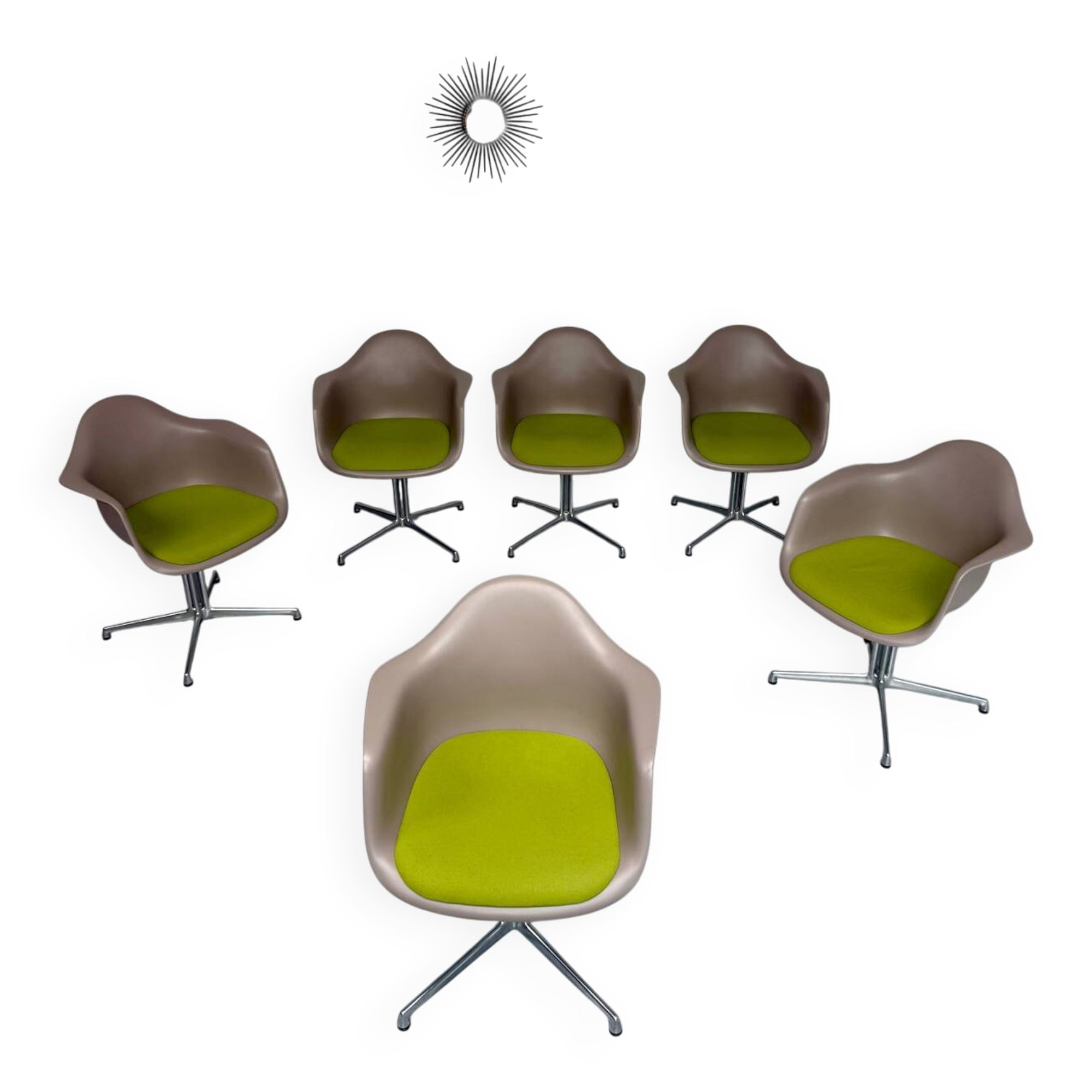 Lot of 6 plastic armchair chairs design Eames VITRA La fonda gray base