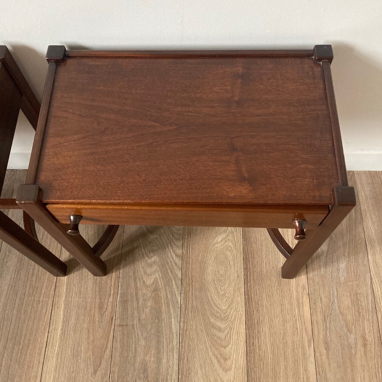 Pair of walnut bedside tables