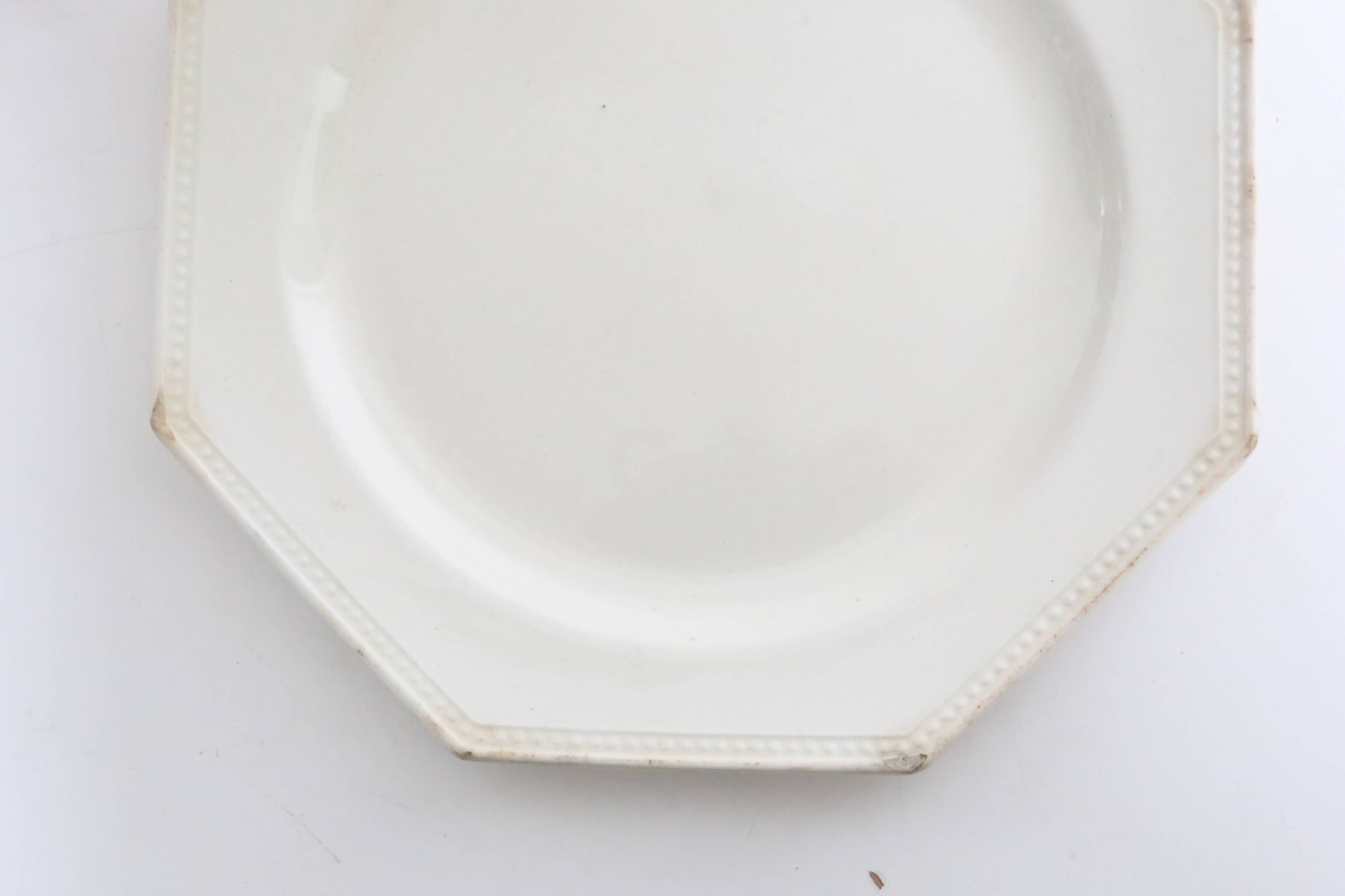 Creil and Montereau plates, 19th century, Perle model, ivory / lot 1