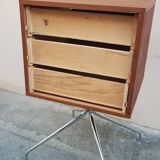 Storage cabinet 3 teak drawers on chrome legs