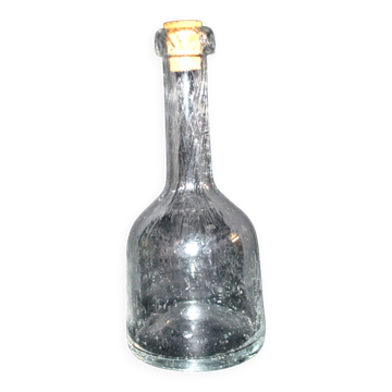 Carafe bouteille vintage en verre bullé de Biot H24cm