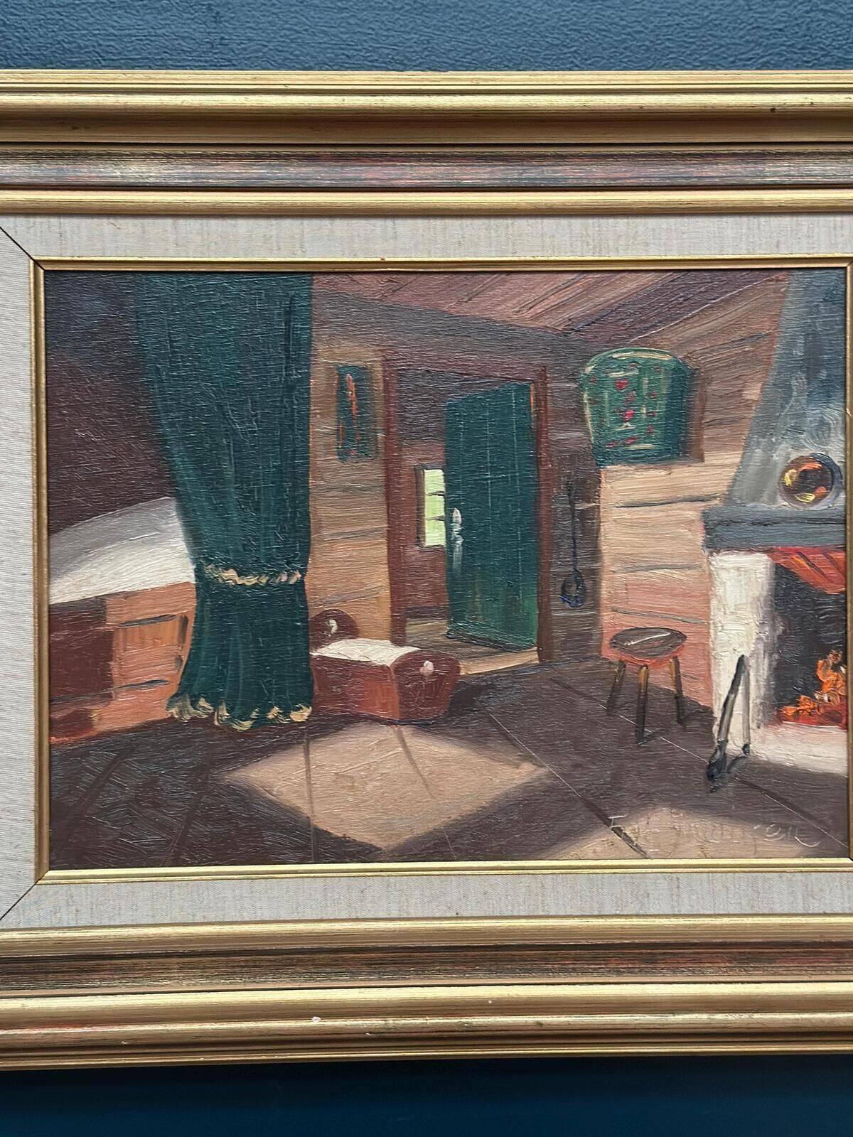Original Swedish Oil on Canvas – “Interior” by Fritz Jacobson – Signed