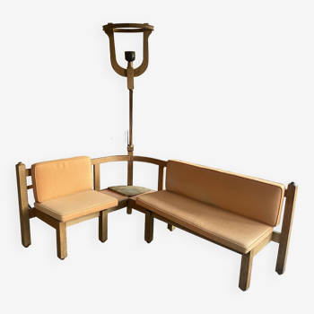 Corner bench and incorporated floor lamp guillerme et chambron