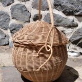 Panier en osier rond avec couvercle