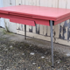 Red / pink formica table and its 4 chairs, vintage 70s.