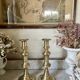 Pair of brass candlesticks from the 19th century.