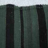 Turkish Green Black Striped Vintage Kilim Rug, 81x163Cm