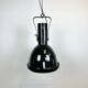 Industrial Black Enamel Factory Spotlight with Convex Glass Cover, 1960s