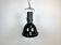 Industrial Black Enamel Factory Spotlight with Convex Glass Cover, 1960s