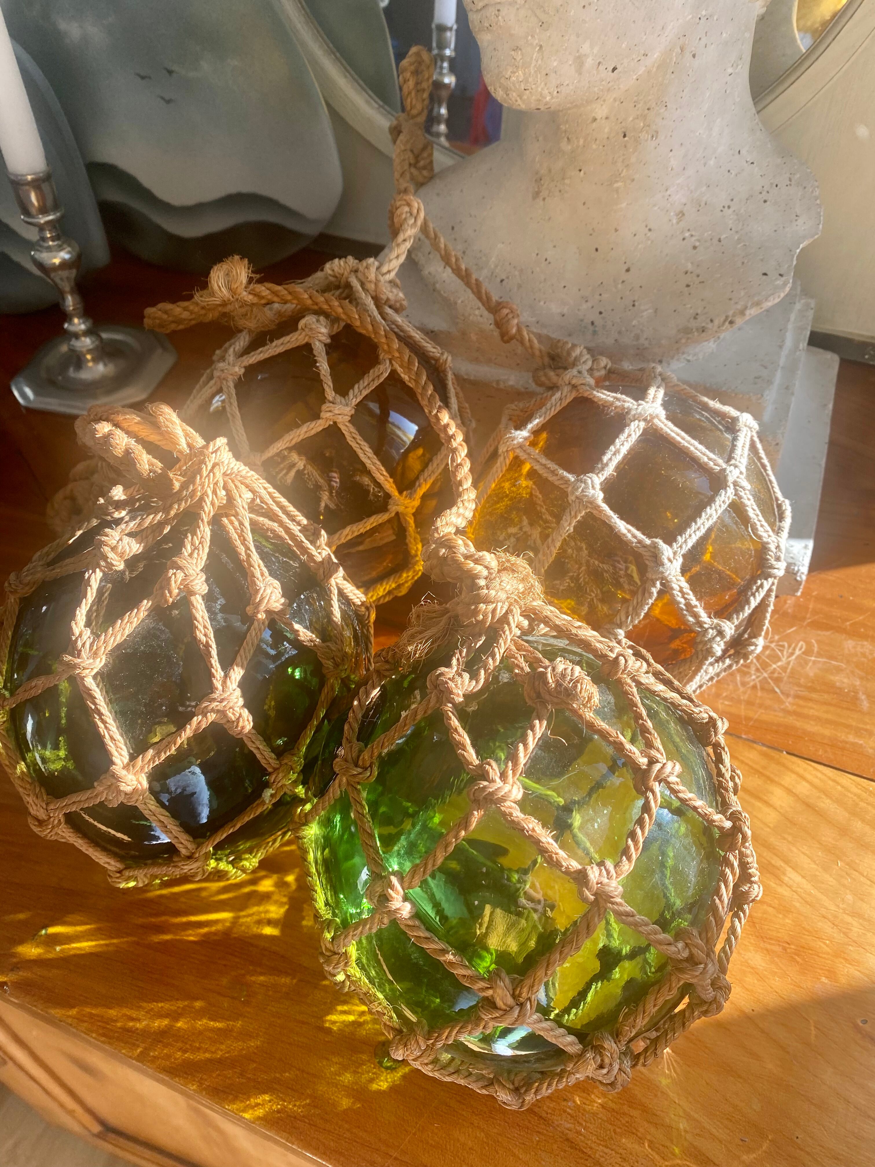 4 vintage fisherman float balls