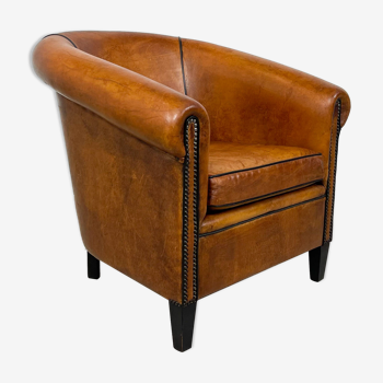 Vintage sheep leather club chair tub by Lounge atelier