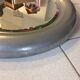 Vintage bright round bathroom mirror in metal