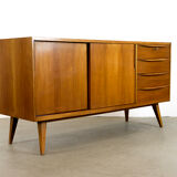 Midcentury Walnut Sideboard with sliding doors and drawers, 1950s