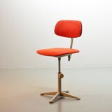 Ahrend De Cirkel Industrial Desk Chair with Orange Fabric Upholstery 1950s