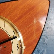 Clock formica vintage asymmetrical silent wall clock "SMI gilded wood"