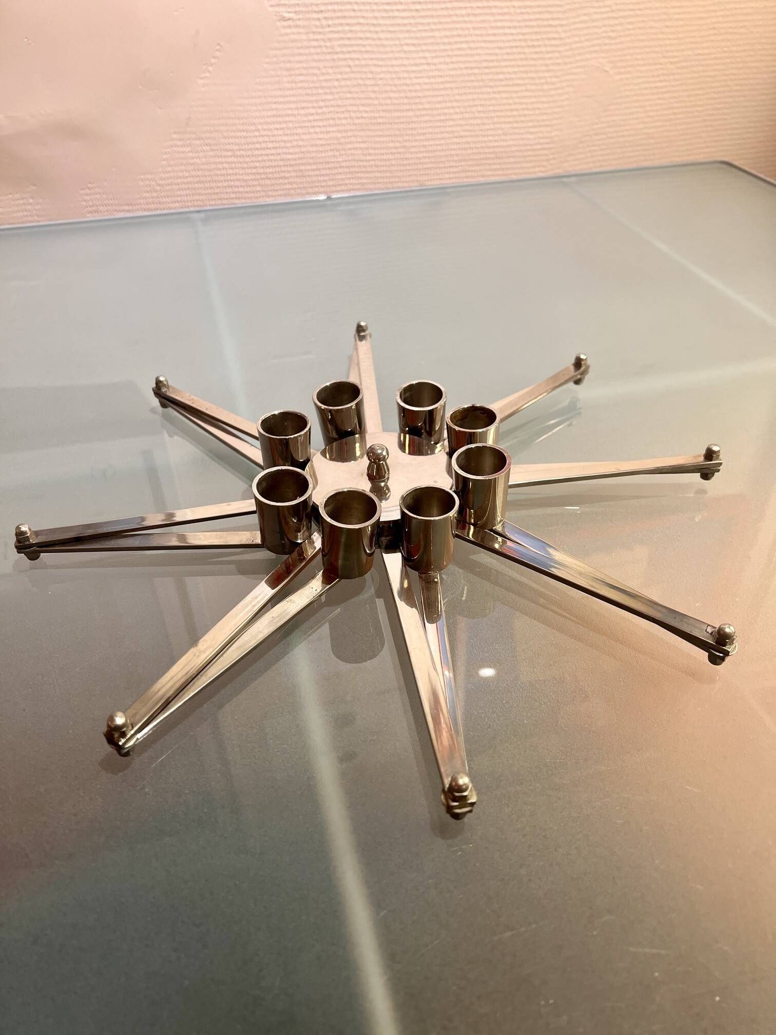 Bougeoir chrome étoiles 8 branches articulées, 1970s