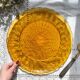 Round amber glass dish ATLANTIC Arcoroc France 1950