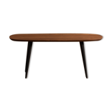 Tinted walnut coffee table with 4 black legs (100x40cm)