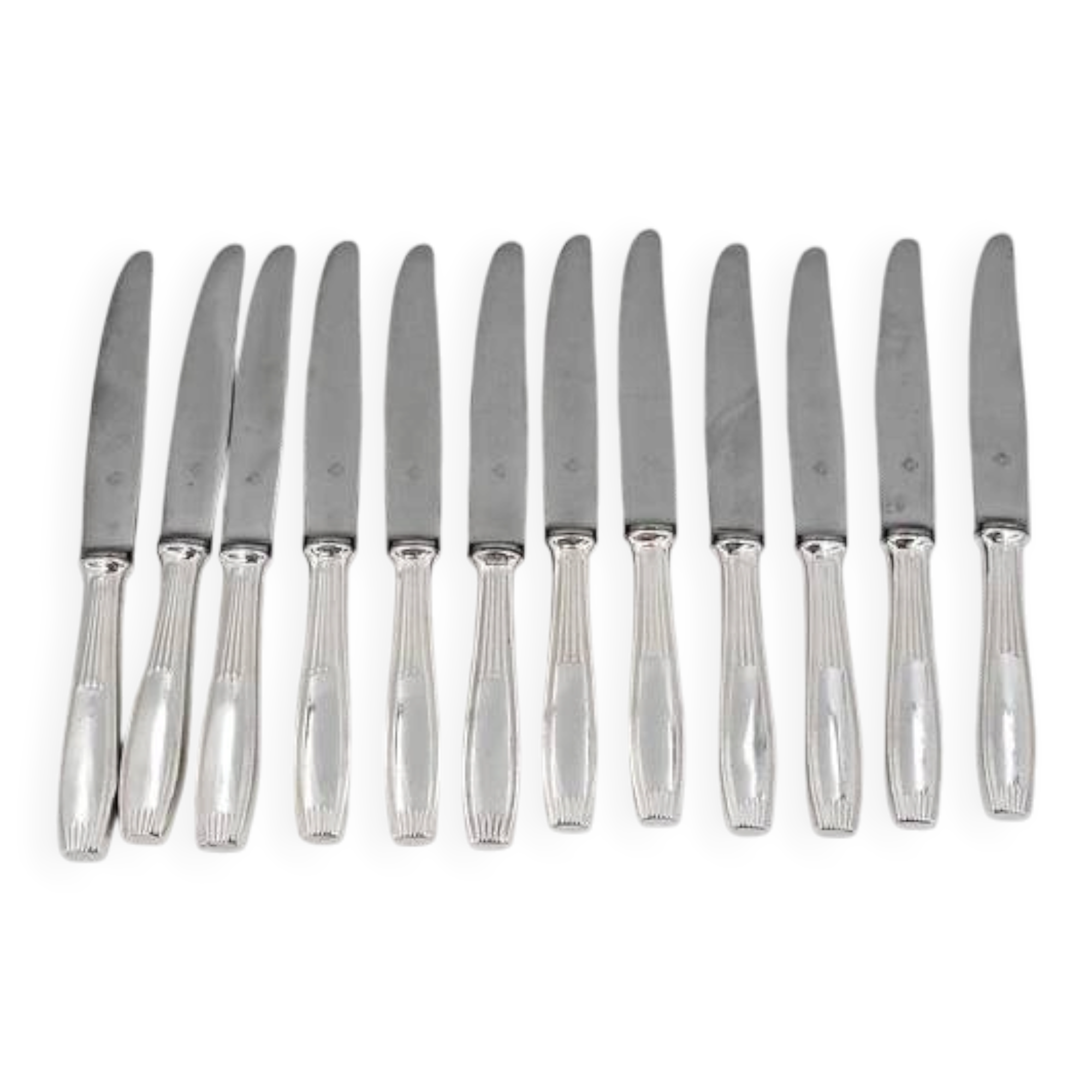 Alfénide, Christofle, Cirta, Art Deco, 12 dessert knives, dessert, cheese