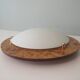 Vintage ceiling lamp, glass and faux bois de loupe, Spain 1970
