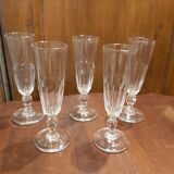 5 crystal Champagne flutes XIX th