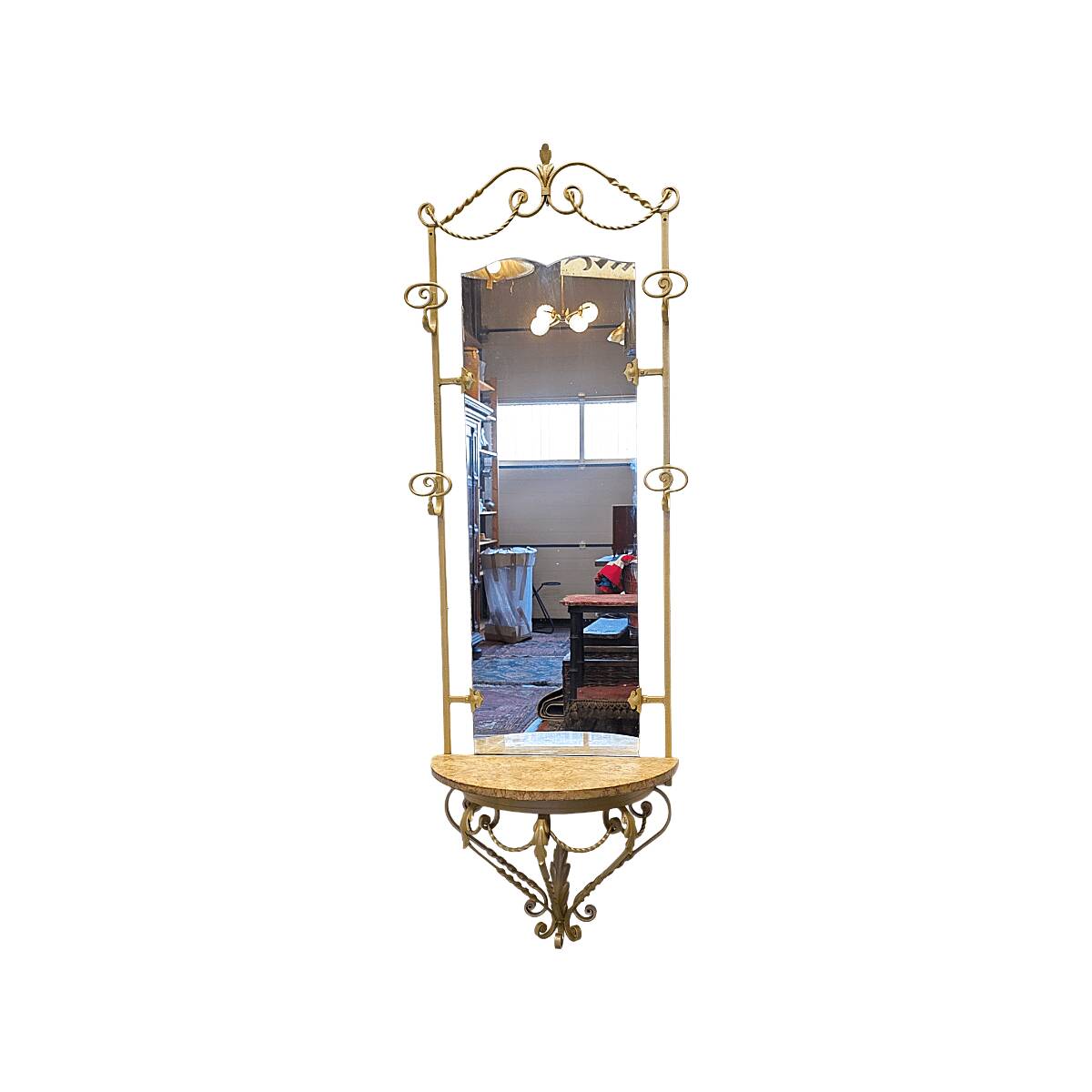 Vintage French Wall Console With Mirror, mid-century