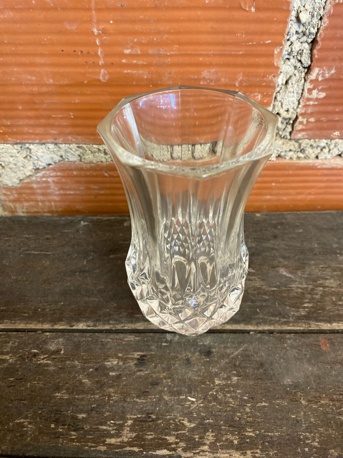 Ancient crystal d'arques vase model longchamp médicis moulded glass vintage