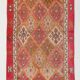 Red & Brown Geometric Vintage Runner Rug, 93x290Cm