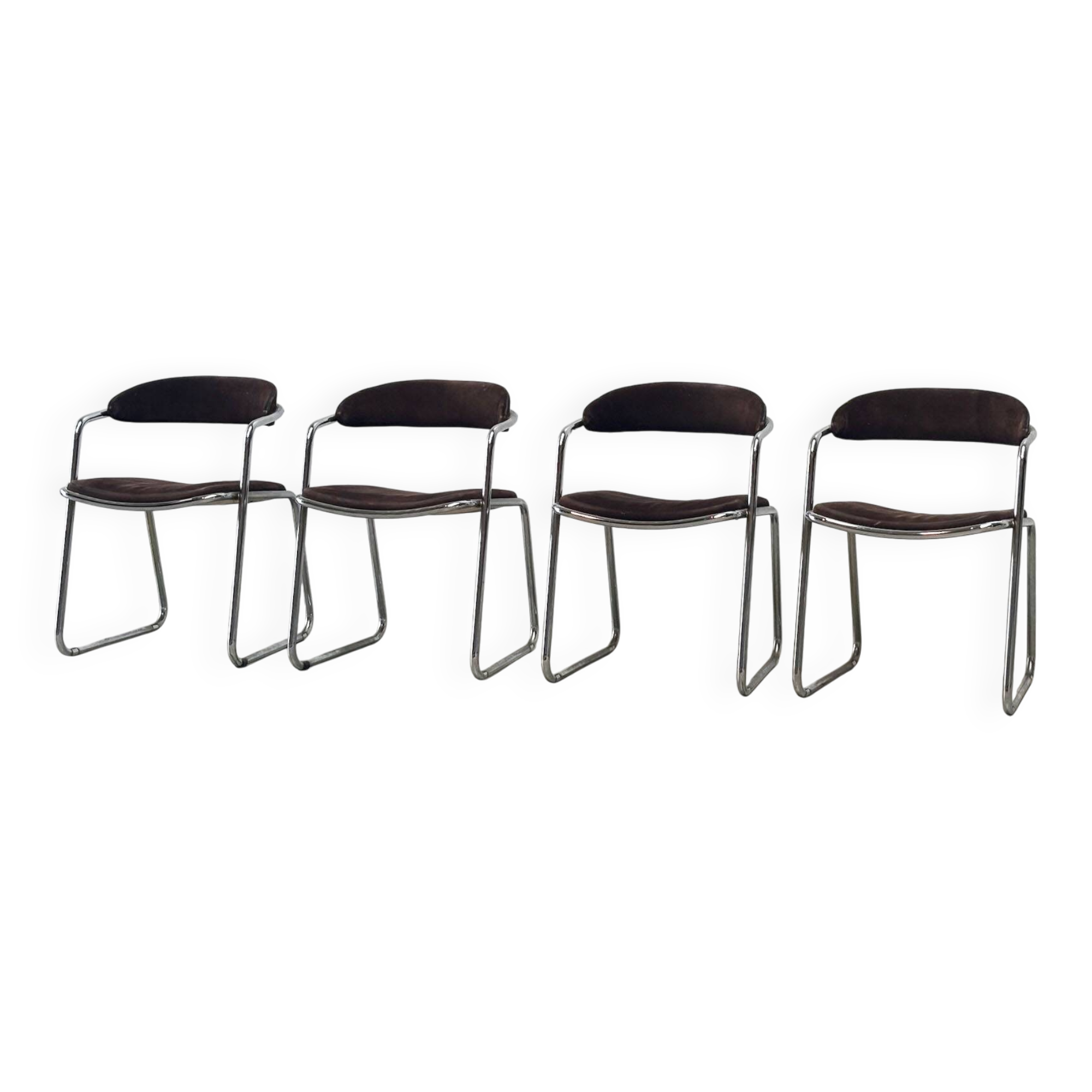 Chaises de salle à manger chromées italiennes