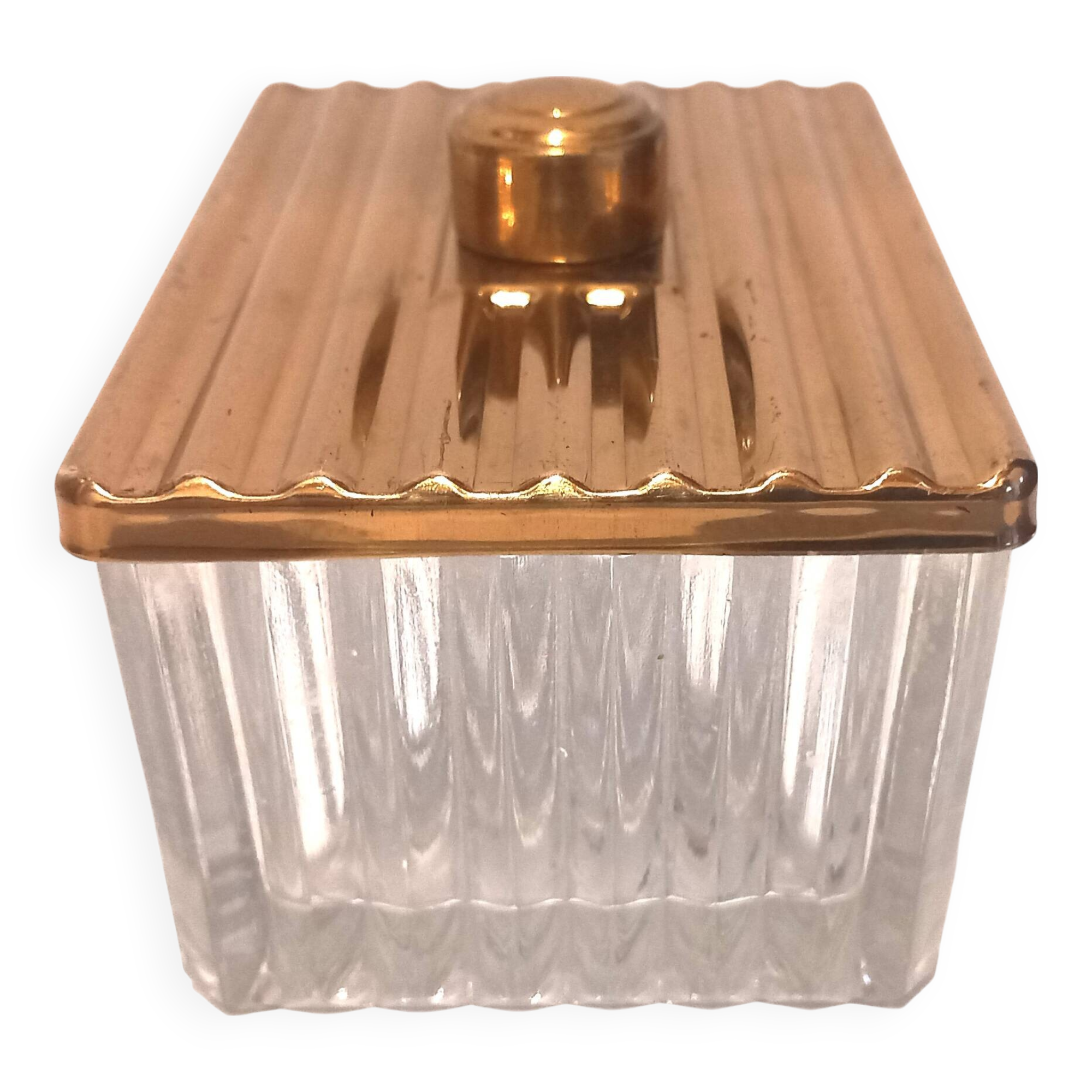 Art Deco Cake Box / Jewelry Box / Candy Box in Glass and Metal