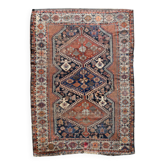 Tapis Persan Shiraz Qashqai Ancien Tribus Nomades : 1.57 X 2.25 Mètres