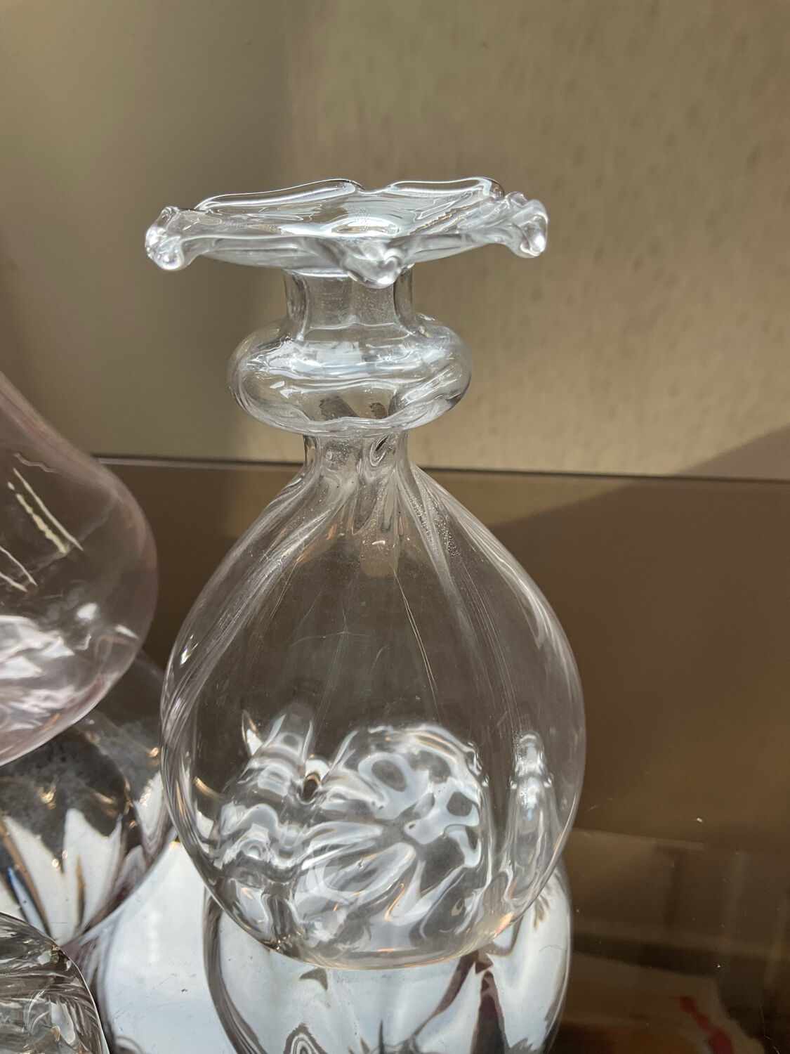 Trio of Art Deco soliflores in blown glass