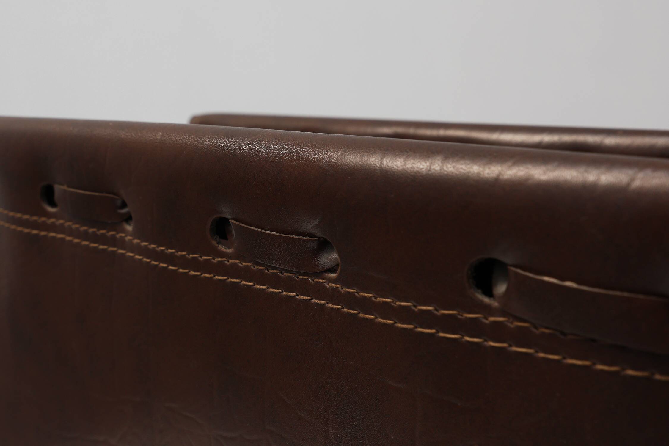 Vintage Magazine rack in chrome and faux leather, France 1960s