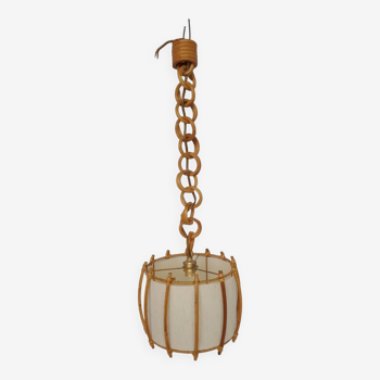 Vintage rattan and paper pendant light