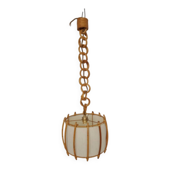 Vintage rattan and paper pendant light