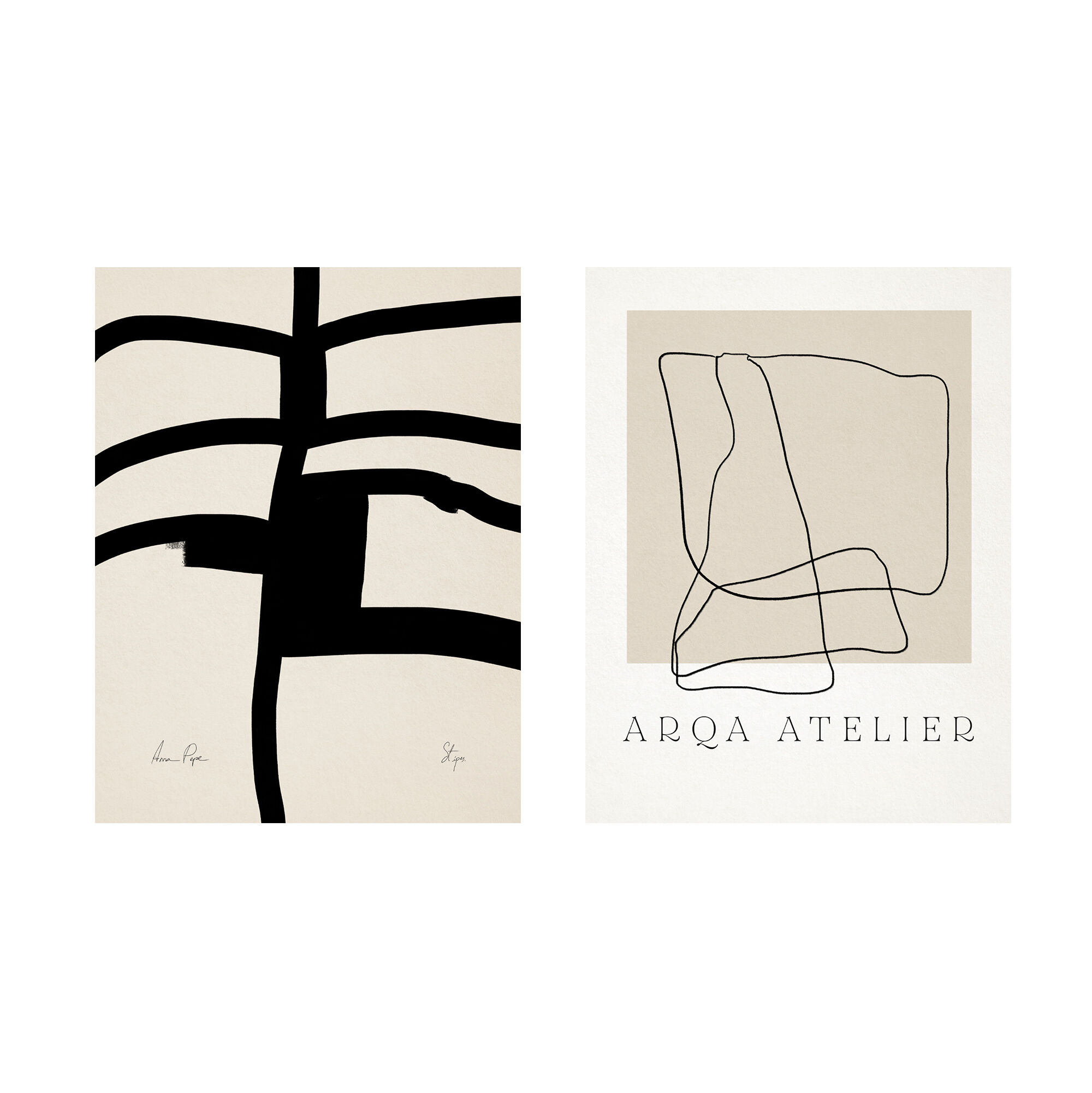 Pair of giclee prints, abstract wall art set of two, 50x70cm